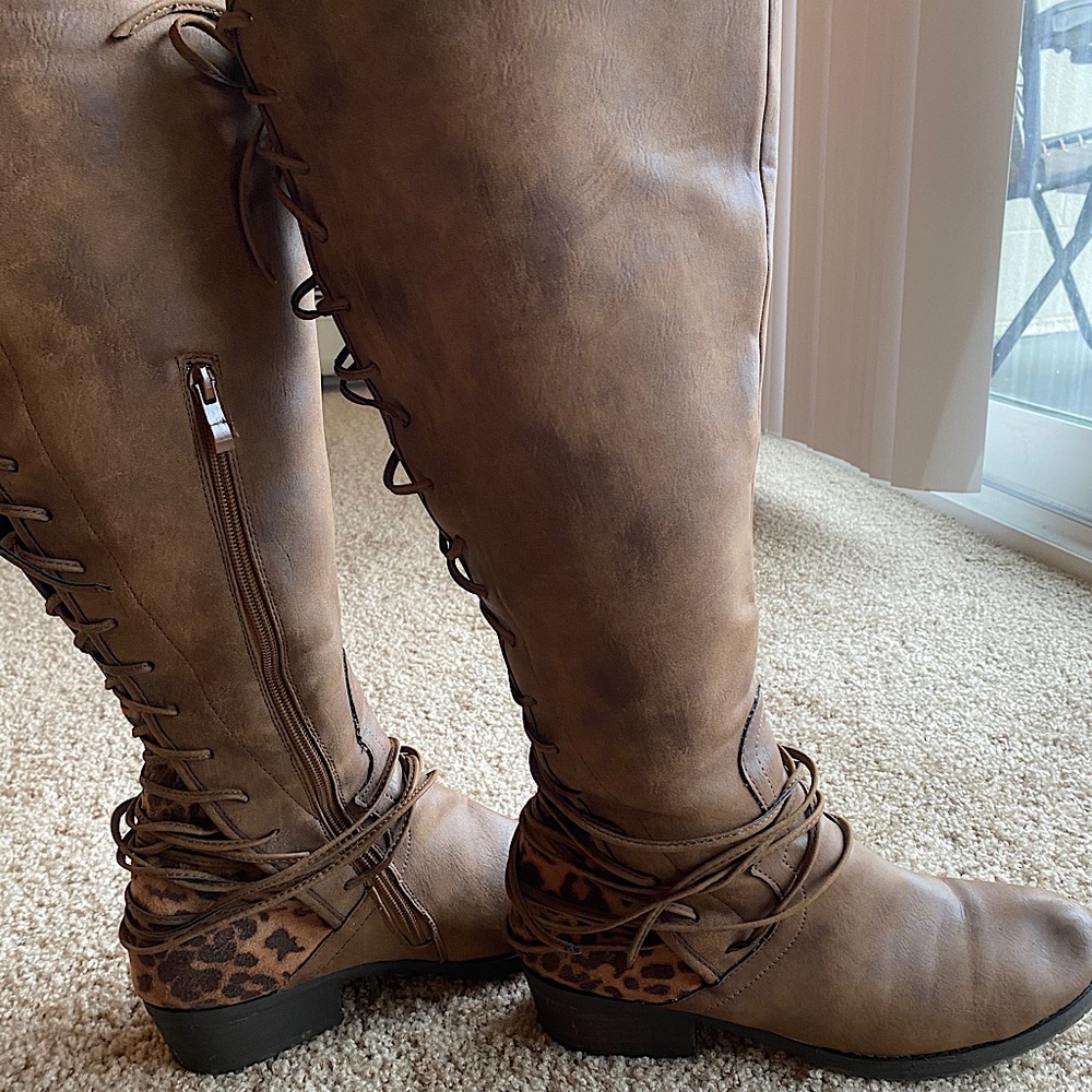 Very Volatile Lace Up Cheetah Print Boots